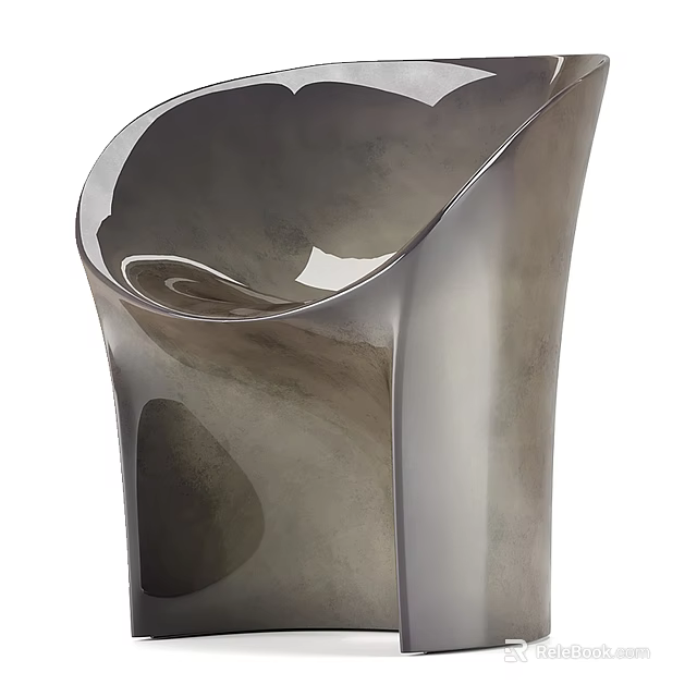 Modern Armchair With Curved Silhouette And Smooth Surface For Stylish Living Room Interior 3d model 