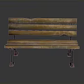 Rustic Wooden Bench Furniture With Natural Wood Slats And Metal Legs Design