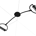 Modern Metal Chandelier with Curved Arm Double Elongated Tubes and Minimalist Design