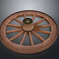 Traditional Wooden Cart Wheel With Spokes And Central Metal Hub