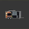 Mobile Food Truck With Graphic Side Decorations And Top Cooking Equipment