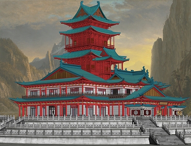 Palace Museum Exhibition Hall Ancient Building 3d model