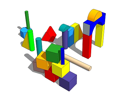 Colorful Building Blocks Featuring Square Cylinder Triangle Arch And Rectangle Shapes For Creative Play 3d model