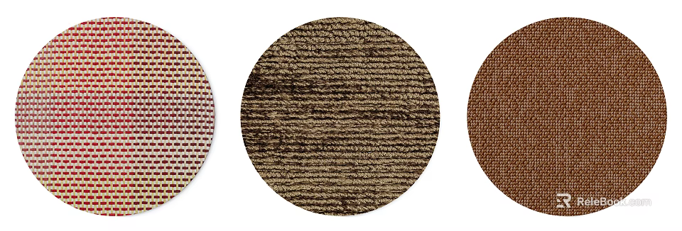 Brown Textured Round Rug Design With Woven Pattern For Home Decor 3d model