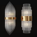 Modern Wall Lamps With Transparent Striped Glass And Gold Metal Ring Design