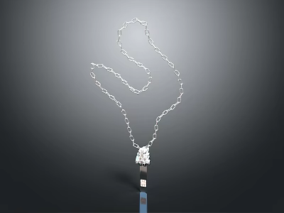 Stylish Silver Chain Necklace With Crystal Pendant Fashion Accessory For Women 3d model