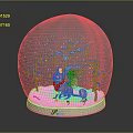 Decorative Commercial Snow Globe with Orange Winged Kitten Scarf Detailed Snow Scene and Tree Branches