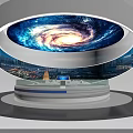 Modern Sand Table Display With Starry Galaxy Sky And Urban Cityscape View