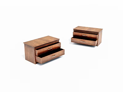 Wooden Drawer Storage Cabinets with Two Drawers Each Drawers Open Showing Interior on White Background 3d model