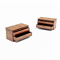 Wooden Drawer Storage Cabinets with Two Drawers Each Drawers Open Showing Interior on White Background