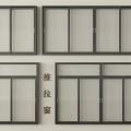 Black Frame Sliding Windows For Home With Multiple Panel Designs And Mesh Screens 3d model