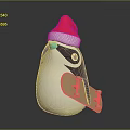 Cute Penguin Character Wearing Red Santa Hat With Golden Decorations And Black White Body
