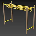 Outdoor Sports Equipment With Wooden Poles And Yellow Ring Frame Design