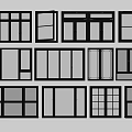 Various Black Frame Window Designs Including Casement And Sliding Types On White Background