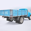 Blue Vintage Utility Truck With Wooden Cargo Bed