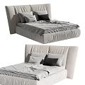 Modern Double Bed With Upholstered Headboard Gray Black Pillows And Neat Bedding