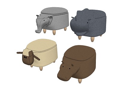 Modern stool child animal seat 3d model