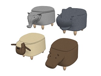 Modern stool child animal seat 3d model