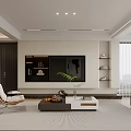 Cream Log Guest Restaurant Wine Cabinet Dining Table Open Kitchen Shoe Cabinet Entrance TV Background Wall Fan Light Sofa Combination Balcony Tea Table 3d model