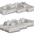 Modern Light Gray Upholstered Sectional Sofa With Multiple Pillows And Modular Design 3d model