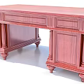 Elegant Traditional Mahogany Wooden Desk With Carved Columns Ornate Legs And Drawers
