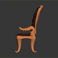 Ornate Armchair With Orange Carved Frame Dark Brown Tufted Cushion And Ornate Legs