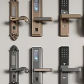 Modern fingerprint lock door handle combination lock 3d model