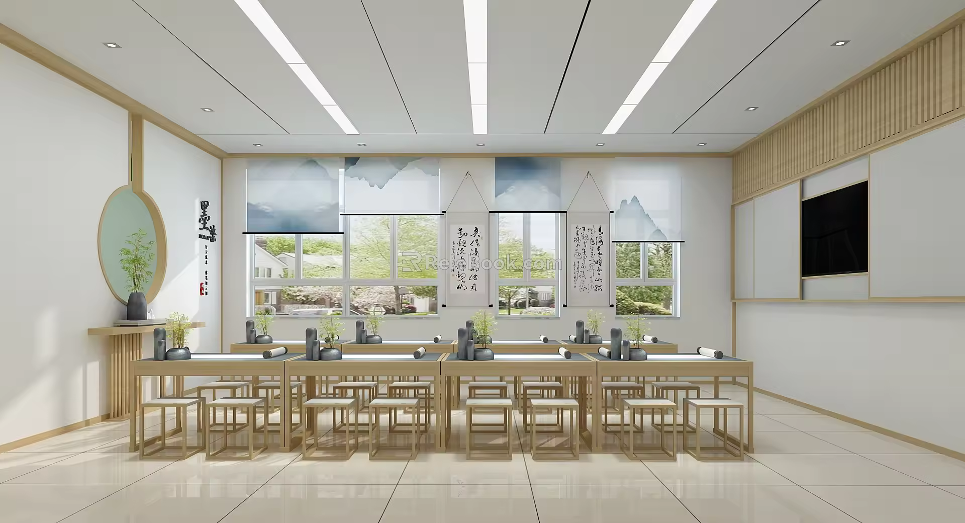 New Chinese-style Sinology Classroom 3d model