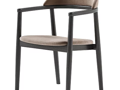 Modern Wooden Frame Chair With Curved Armrests And Upholstered Seat Backrest 3d model