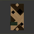 Modern Geometric Wooden Tray Design With Assorted Colored Blocks And Green Accent