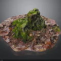 Moss Covered Tree Stump Surrounded By Red And Brown Autumn Leaves