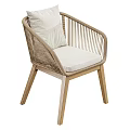 Modern Rattan Leisure Chair With Soft Cushion And Wooden Legs Design