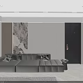 Modern Luxury Sofa Backdrop Wall With Gray Sofa Marble Texture And Wooden Decor