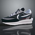 Retro Style Running Shoes Dark Colorway With White Grey Red Accents Thick Sole Mesh Upper