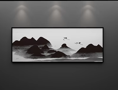 New Chinese Landscape Painting Hanging Painting 3d model
