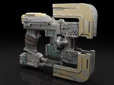 Futuristic Sci Fi Mechanical Device With Metallic Gray Brown Detailed Structure And Grip 3d model