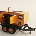 CAT Mobile Utility Vehicle With Two Wheels Open Doors And Mechanical Interior 3d model