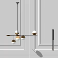 Modern Minimalist Pendant Light With Black Metal Frame Gold Accents And Spherical Bulbs
