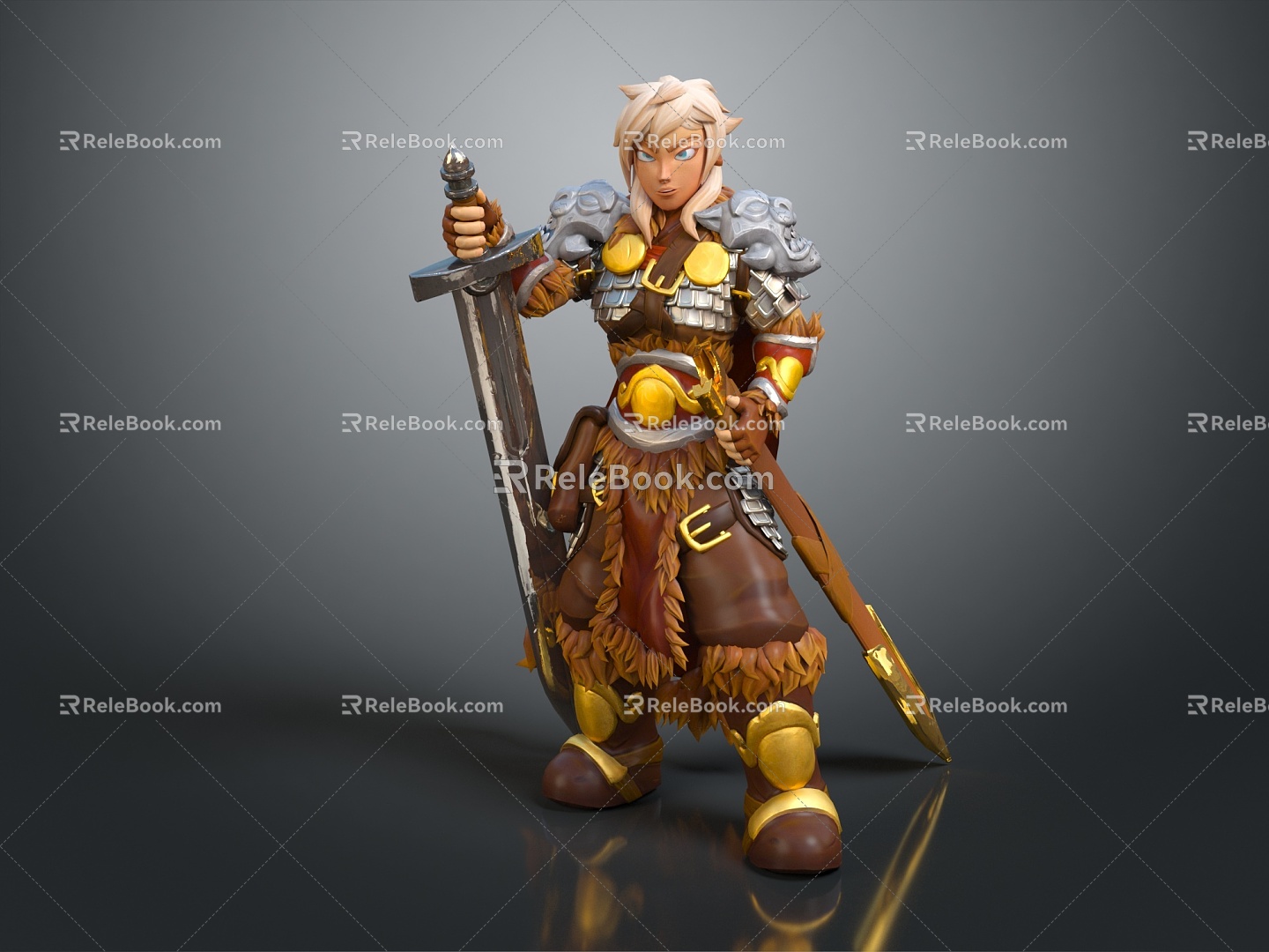 Modern game character warrior samurai soldier guard model