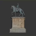 Man on Horseback Bronze Statue with Detailed Stone Pedestal and Classic Design