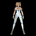 Game and Movie Character With Blonde Twin Tails White Mecha Suit Yellow Orange Accents 3d model