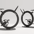 Two Modern Black Circular Fitness Exercise Equipment With Seats And Pedals
