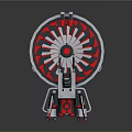 Modern Water Vehicle With Large Red And Black Propulsion Wheel And Futuristic Design