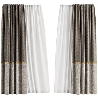 Modern curtain gauze combination 3d model