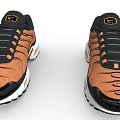 Orange Black Running Shoes with Wave Like Patterns Air Cushion Sole and Yellow Logo