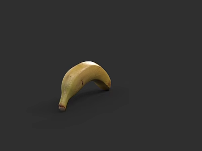 Ripe Yellow Banana With Natural Curved Shape On Black Background 3d model