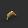 Ripe Yellow Banana With Natural Curved Shape On Black Background