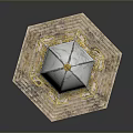 Decorative Gazebo Model With White Dome Golden Columns And Intricate Hexagonal Base