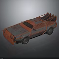 Rusty Metal Cyberpunk Car With Wrecked Frame And 3D Model Design