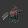 Detailed Vibrant Dinosaur With Red Spines Purple Body Open Mouth 3D Render